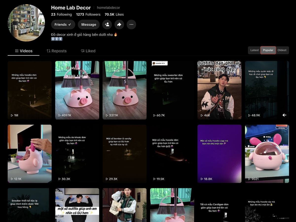Kênh TikTok Home Lab Decor